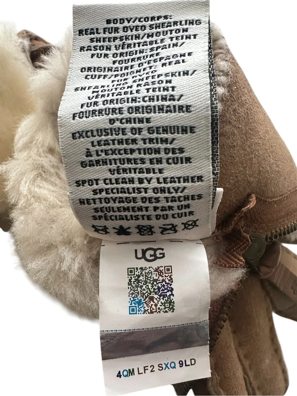 UGG Shearling Fur Cuff Tech Touch Zip Gloves Chestnut Cream Small NWT